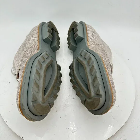 Robert Clergerie Men Size 9B White Grey Snake Pattern Leather Derby Shoes - Picture 7 of 12